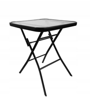 Stolik kawowy ogrodowy Tasos 60x60 cm kwadrat składany szkło czarny