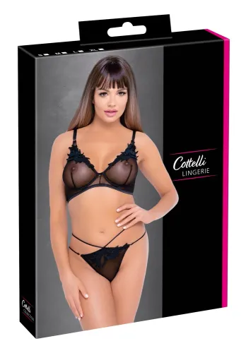 cottelli lingerie komplet mesh xl - biustonosz i stringi na sznurkach na Arena.pl
