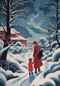 Plakat 68x98cm Matka i Dziecko w Śnieżnej Krainie