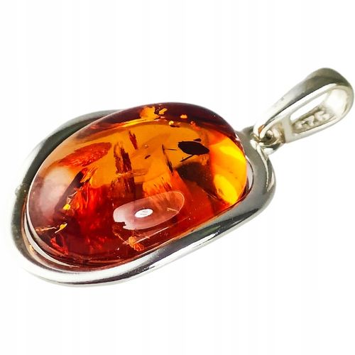 WISIOREK SREBRNY z DUŻYM CERTYFIKOWANYM Bursztynem Srebro ELEGANCKA PIĘKNA na Arena.pl