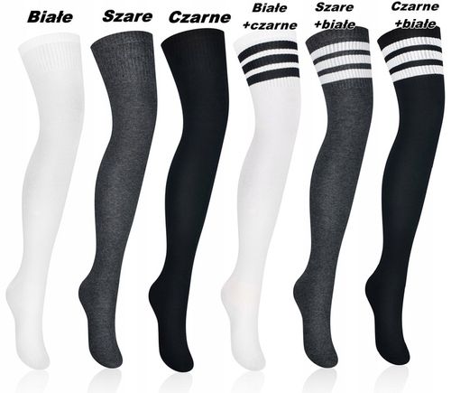 Zakolanówki bawełniane Intenso w paski BIAŁE PL na Arena.pl