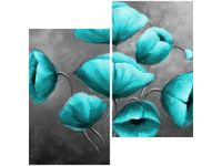 60X60CM NIEBIAŃSKIE KWIATY DWU OBRAZ ŚCIAN