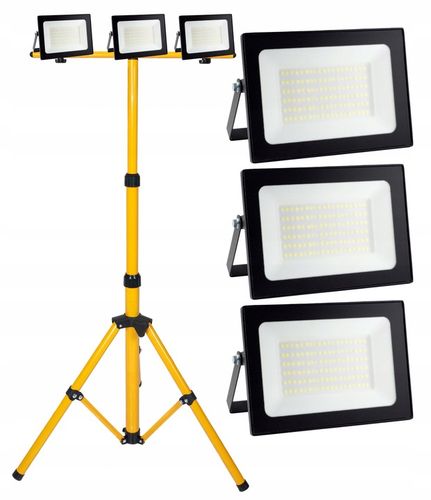 Naświetlacz Halogen LED 3x 50W + statyw budowlany na Arena.pl