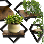 PÓŁKA JEDNOPOZIOMOWA ŚCIENNA WISZĄCA KWIETNIK LOFTOWA PÓŁKA NA ŚCIANĘ SALON