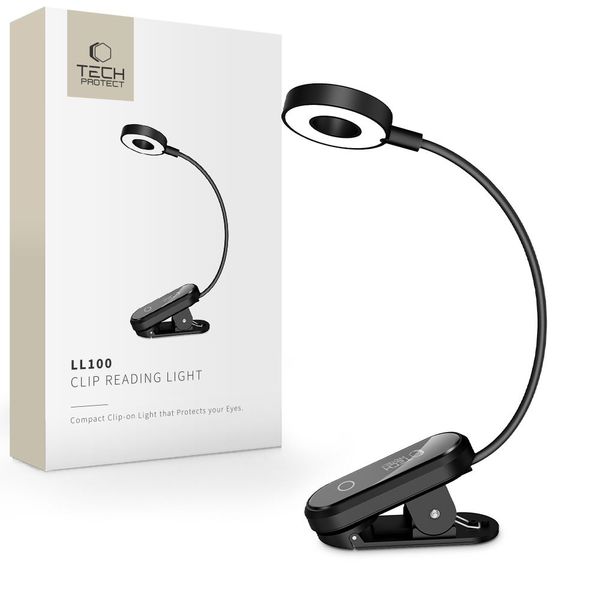 TECH-PROTECT LL100 CLIP READING LIGHT BLACK zdjęcie 1