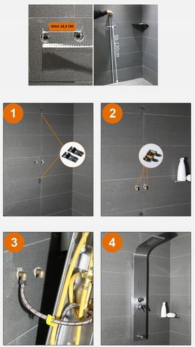 Srebrny panel prysznicowy deszczownica hydromasaż na Arena.pl
