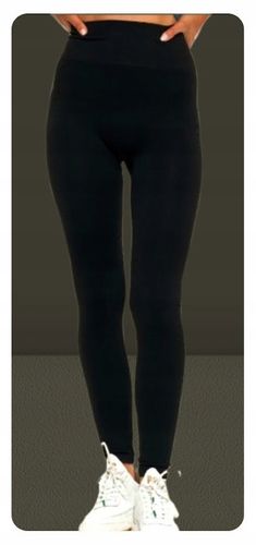 LEGGINSY z wysokim stanem spodnie z panelem czarne ELASTYCZNE 5/6XL na Arena.pl