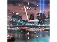 30X30CM ZEGAR PANORAMA MANHATTANU OBRAZ DREWNO