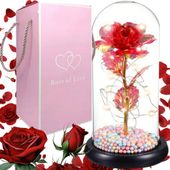 WIECZNA RÓŻA W SZKLE ŚWIECĄCA LED NA PREZENT DZIEŃ BABCI KOBIET WALENTYNKI