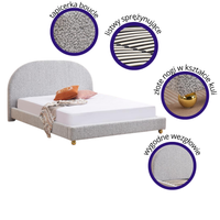 GAVI 160X200 ŁÓŻKO TAPICEROWANE,DOMINO, CZARNO-BIAŁY, STELAŻ,BOUCLE,MATERAC