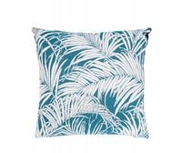 Poduszka granatowa dekoracyjna do salonu, sypialni, pokoju JACQUARD LEAVES