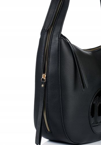 Torebka DUŻA Listonoszka MONNARI CZARNA LOGO Pojemna Praktyczna do pracy na Arena.pl