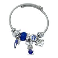 Bransoletka charms modułowa sztywna regulowana kolor srebrny Zajączek 12