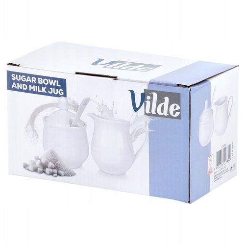 Zestaw CUKIERNICZKA MLECZNIK ŁYŻECZKA pojemnik na cukier mleko biała na Arena.pl