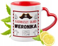 Kubek Czerwony Z Uszkiem W Kształcie Serca Dla Weroniki Na Prezent