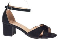 Sandały na słupku 5,5 cm. piętka pasek czarne Rozmiar obuwia - 38