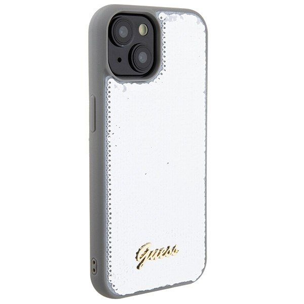 Guess GUHCP15SPSFDGSS iPhone 15 6.1" srebrny/silver hardcase Sequin Script zdjęcie 4