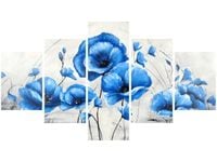 75CM 120 OBRAZ 5 ELEM NIEBIESKIE MAKI ŚCIENNY DRUK