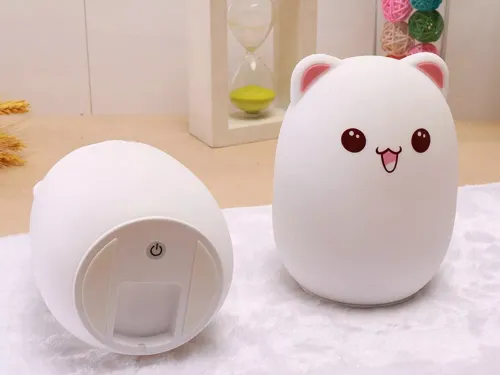 Lampka nocna dla dzieci led kot kotek rgb pilot na Arena.pl