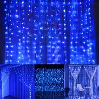 Kurtyna Świetlna 3x2,4m Lampki LED na okno Girlanda NIEBIESKA 230V