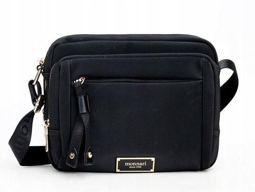 MONNARI Pojemna czarna torebka listonoszka Dwie komory Kieszonki Pasek na Arena.pl