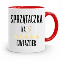 Dla Sprzątaczki Kubek Czerwony Na Prezent Urodziny Z Nadrukiem Ze Zdjęciem