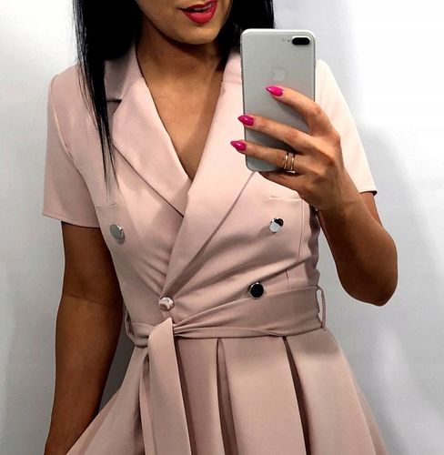 Sukienki Damskie na Komunię Chrzciny Wesele Elegancka Rozkloszowana Róż M na Arena.pl