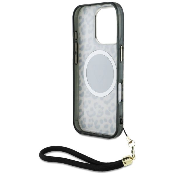 Etui Guess HC IML Leopard Triangle Cord Strap do iPhone 16 Pro MagSafe brąz zdjęcie 6