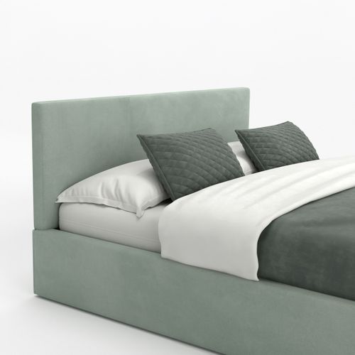 ŁÓŻKO TAPICEROWANE DO SYPIALNI 140x200 ŁÓŻKO PODWÓJNE Z POJEMNIKIEM MIĘTOWE na Arena.pl