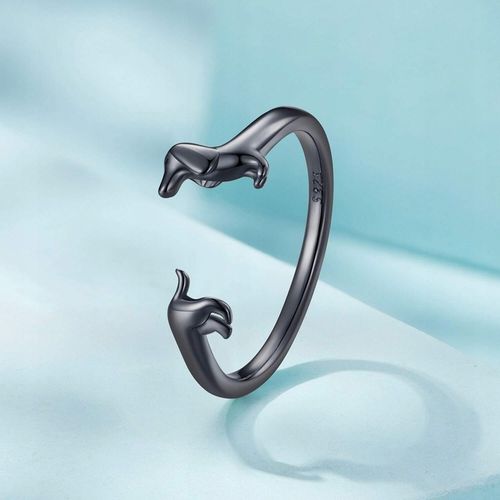 Pierścionek Srebrny 925 Regulowany Pies Jamnik Czarne Złoto Srebro 925 na Arena.pl