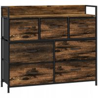 HOMCOM Komoda z 7 Szufladami z Tkaniny, Industrialny Design, Stalowa Rama