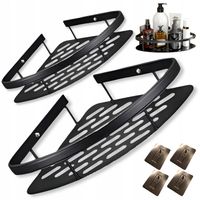 Półka Łazienkowa Narożna Wisząca Pod Prysznic Czarna 2szt Samoprzylepna