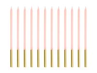 Świeczki na tort proste różowy, 12 szt.