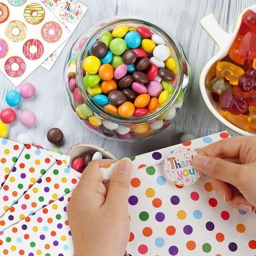 18X PAPIEROWE TOREBKI W KROPKI NA PREZENTY Z NAKLEJKAMI UPOMINKI DLA DZIECI na Arena.pl