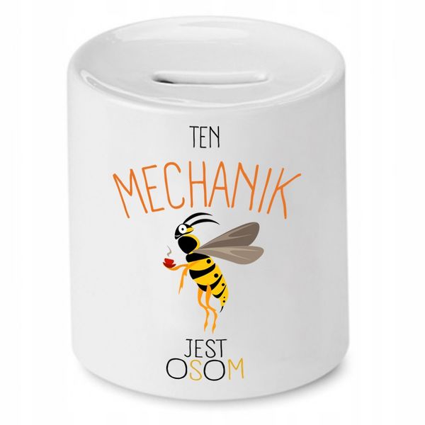 Skarbonka Prezent Mechanika Ten Mechanik Jest Osom Z Nadrukiem Ze Zdjęciem zdjęcie 1