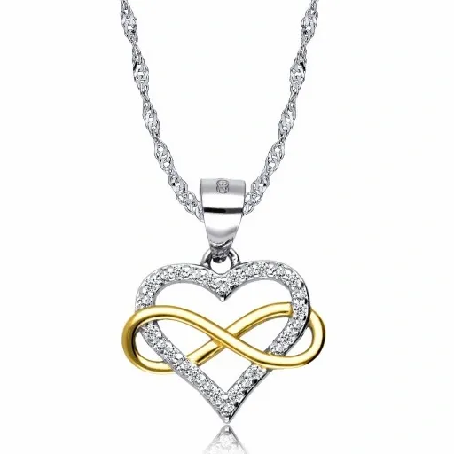 Srebrny Łańcuszek 925 Złota Nieskończoność Serce Na Dzień Kobiet Grawer zdjęcie 5