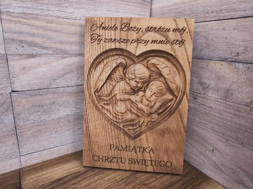 Pamiątka GRAWER Chrztu Świętego Anioł Stróż Prezent Chrzciny Obraz 30 cm na Arena.pl