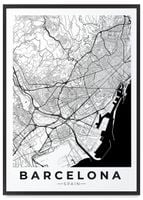 Plakat mapa mapy miasta Barcelona w ramie 50x70 cm w czarnej ramie