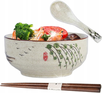 MISKA NA RAMEN KOMPLETNY ZESTAW MISKA CERAMICZNA ŁYŻKA PAŁECZKI ŁADNA 580ml