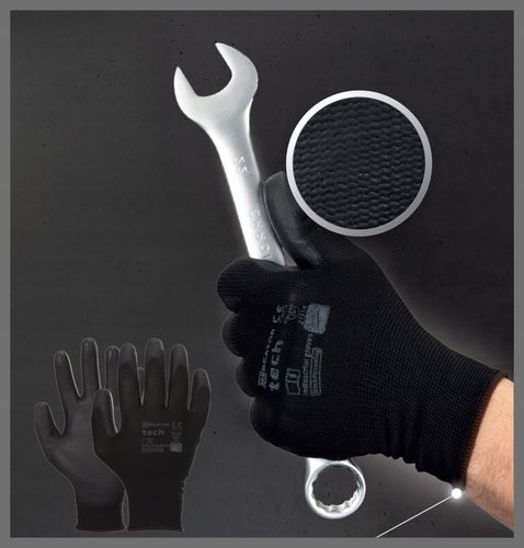 rękawice robocze mercator tech black+black pu - m - 1 para na Arena.pl