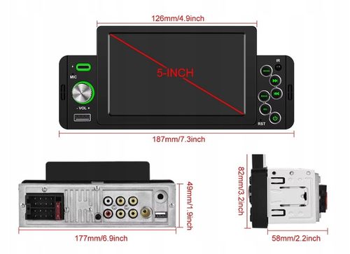 RADIO SAMOCHODOWE 1DIN BLUETOOTH 5" EKRAN DOTYK APPLE CARPLAY ANDROID AUTO na Arena.pl