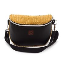 Torebka-Nerka Czarna z Sztruksem Musztardowym – Handmade