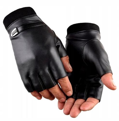 Czarne Skórzane Mitenki Męskie na Arena.pl