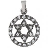 SREBRNY WISIOREK Z CYRKONIAMI GWIAZDA DAWIDA PRÓBA SREBRA 925