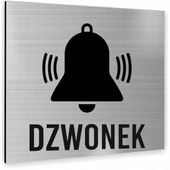 Tabliczka SREBRNA DZWONEK NAPIS Tablica nierdzewna PIKTOGRAM ALUMINIUM