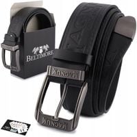 Pasek męski skórzany premium szeroki 4cm klasyczny czarny Beltimore