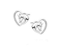 Delikatne rodowane srebrne kolczyki serca koniki konie horse cyrkonie srebro 925 Z1795E_W