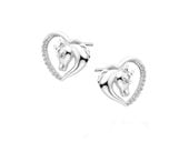 Delikatne rodowane srebrne kolczyki serca koniki konie horse cyrkonie srebro 925 Z1795E_W