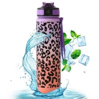 butelka na wodę, bidon panterka 1l ombre fiolet z pomarańczem bd43wz2