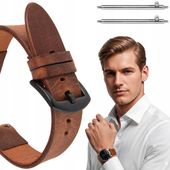 Pasek skorzany do zegarka 22mm, Uniwersalny, Rozmiar L